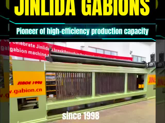 Jinlida CNC gabion mesh machine triples high-speed gabion production efficiency.